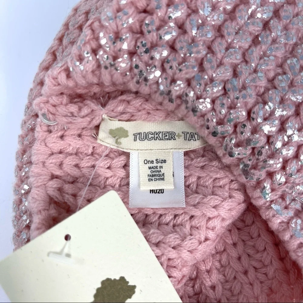 Tucker + Tate pink metallic beanie